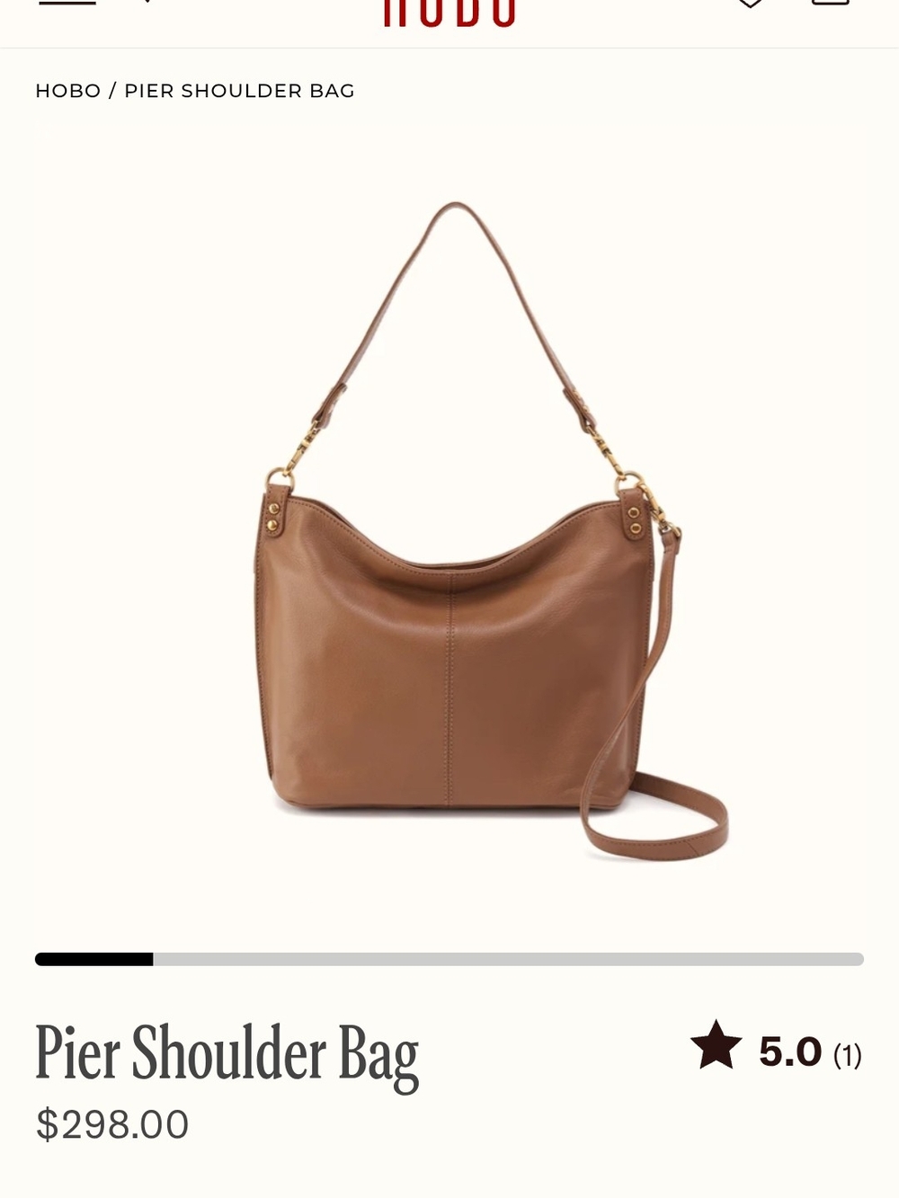 HOBO Peacock Pier Shoulder Crossbody Leather Bag with Gold Accents - Picture 4 of 7